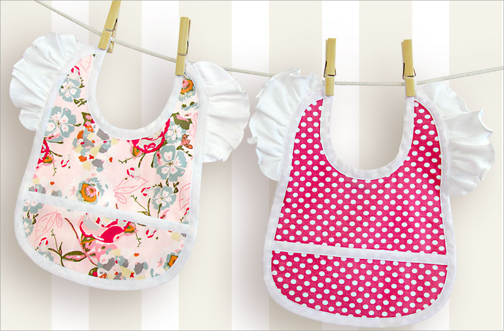 Knit Baby Bib with Ruffle Accents