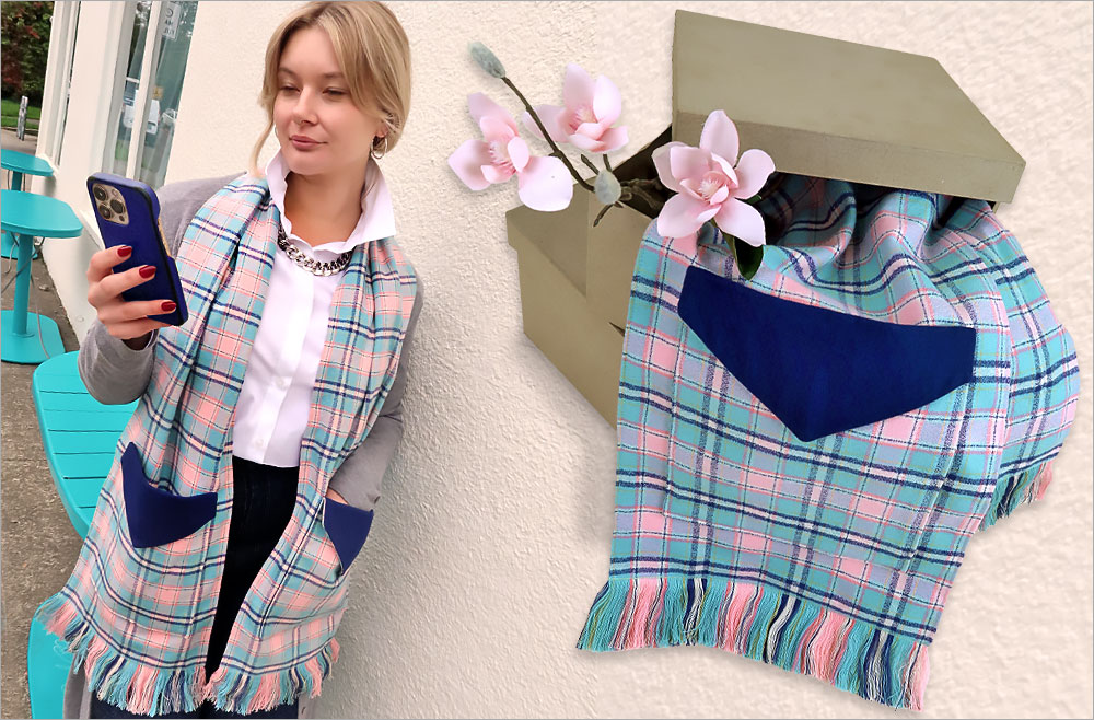 Fringed Flannel Pocket Scarf